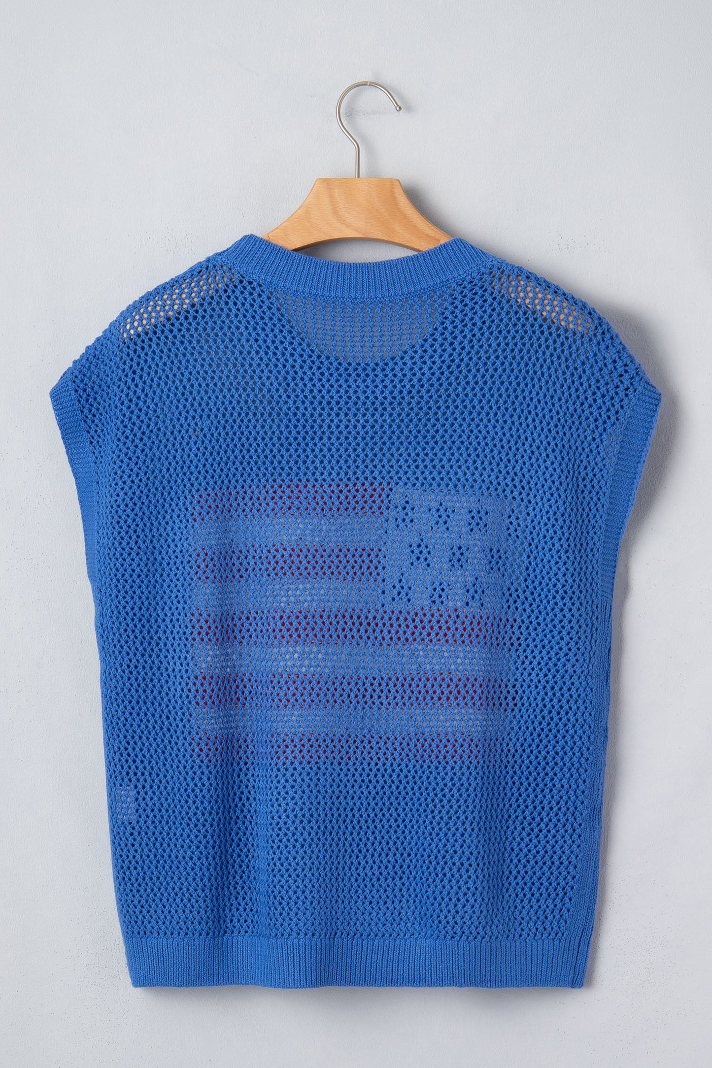 Sky Blue Flag Graphic Short Sleeve Sweater Top