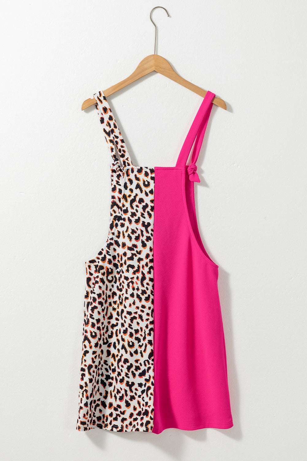 Rose Red Leopard Colorblock Patchwork Sleeveless Romper